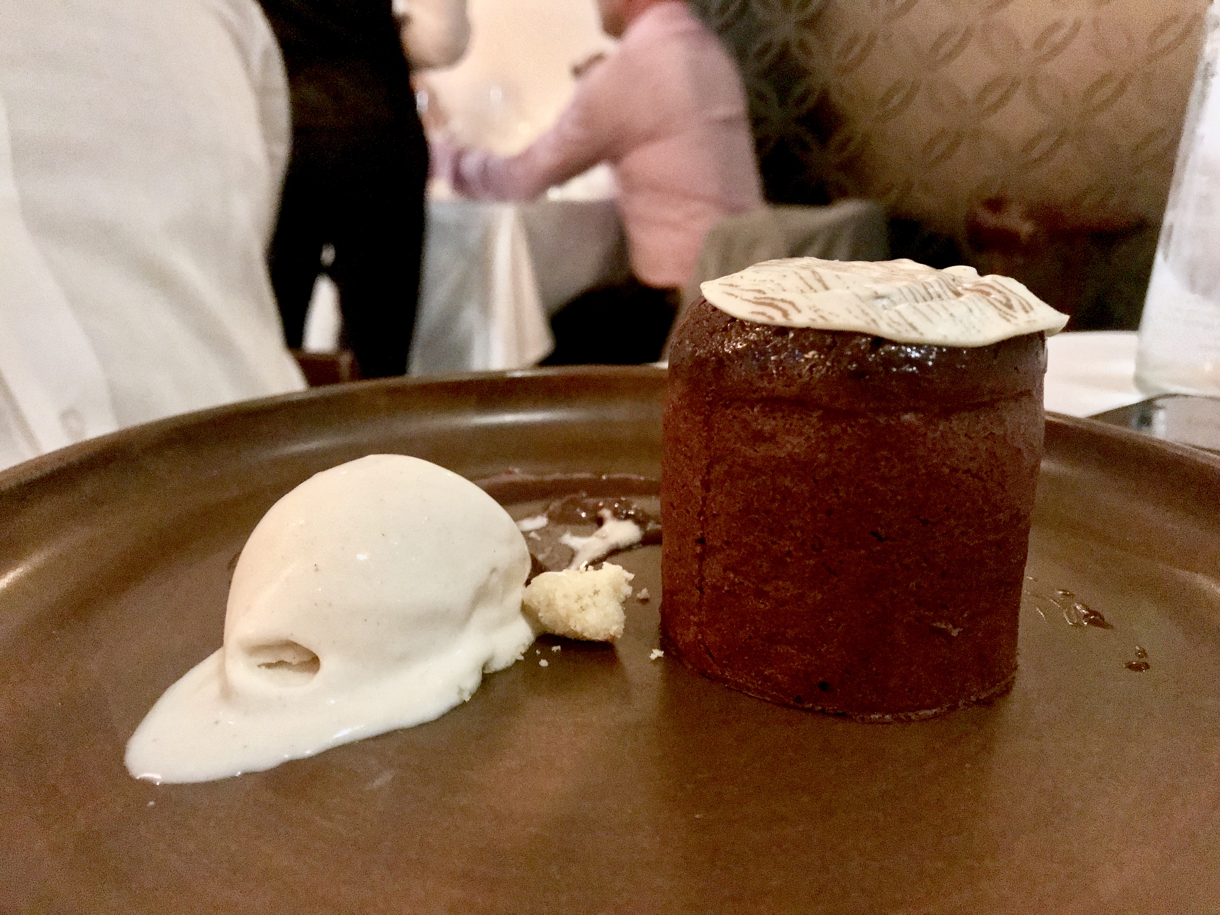 Michel Cluizel chocolate caramel fondant and vanilla bean ice cream by Philippe Mouchel