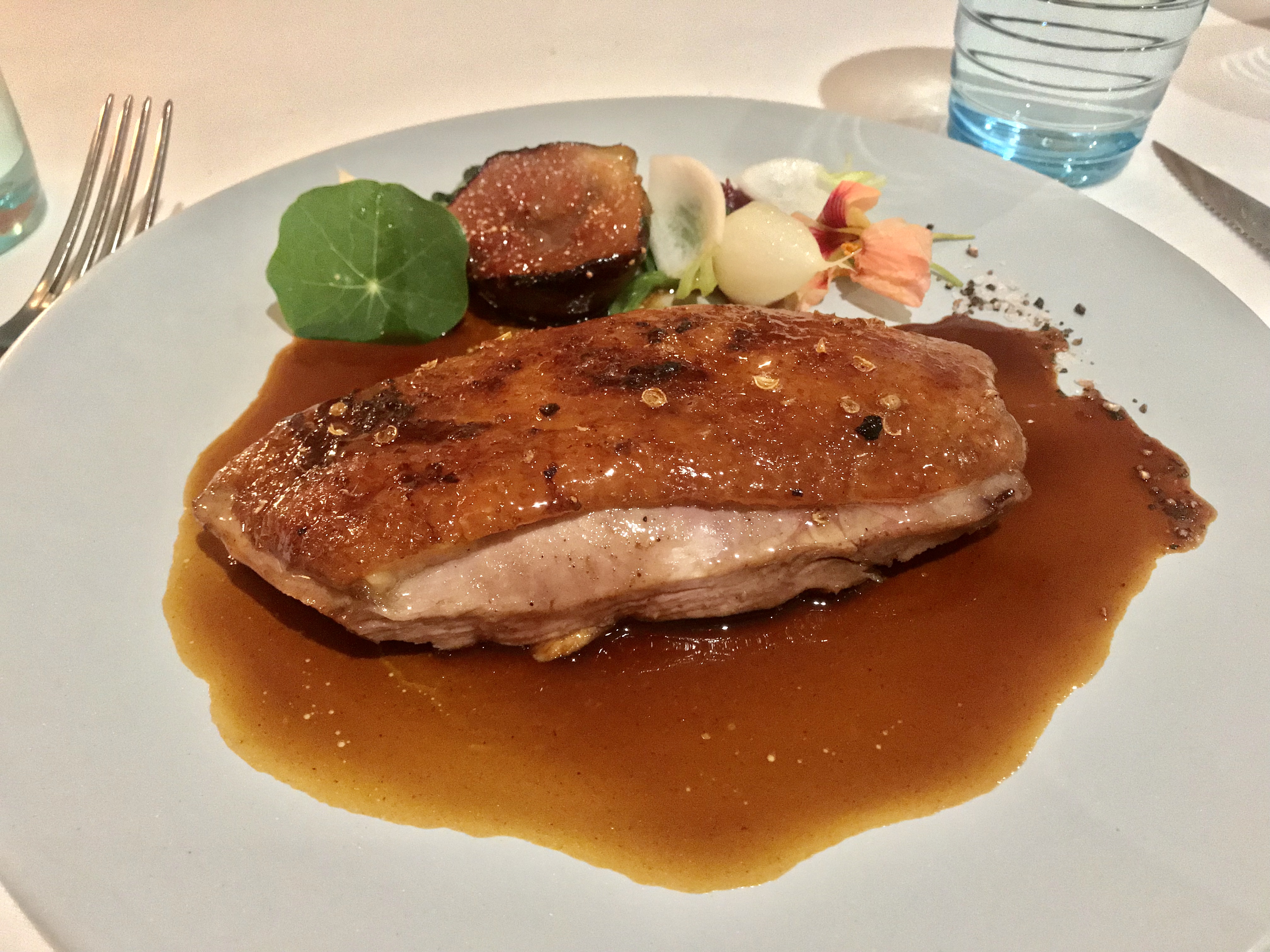 Duck breast rotissoire, figs, turnips by Philippe Mouchel